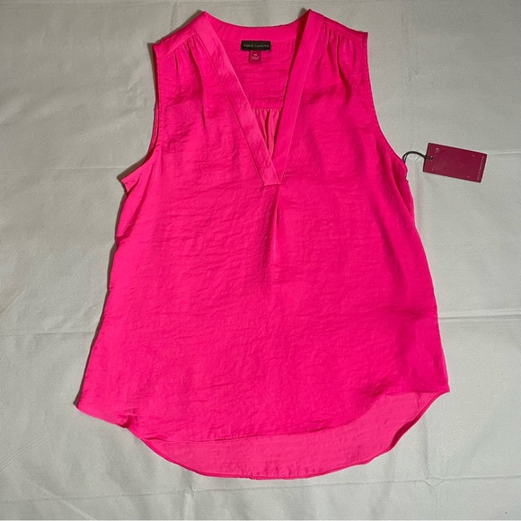 NWT New Vince Camuto Pink Rumpled Satin Sleeveless Blouse Size XS - Picture 5 of 12